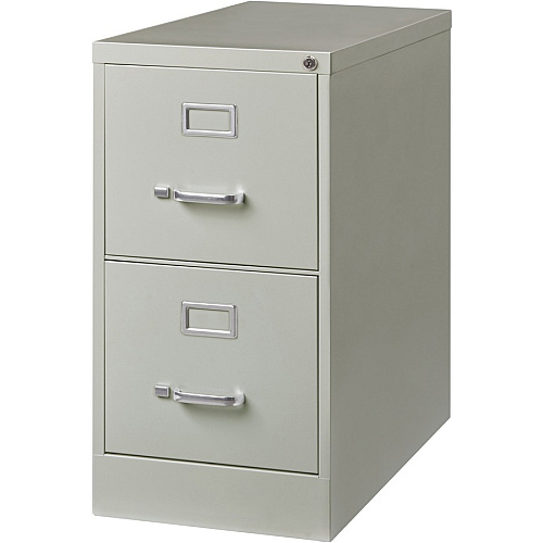 Lorell Fortress Series 26-1/2" Commercial-Grade Vertical File Cabinet 15" Width x 26.5" Depth x 28.4" Height - 2 x Drawer(s) for File - Letter - Vertical - Security Lock, Ball-bearing Suspension, Heavy Duty - Light Gray - Steel - Recycled (LLR60195)