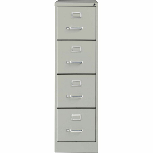 Lorell Fortress Series 25" Commercial-Grade Vertical File Cabinet 15" Width x 25" Depth x 52" Height - 4 x Drawer(s) for File - Letter - Vertical - Security Lock, Ball-bearing Suspension, Heavy Duty - Light Gray - Steel - Recycled (LLR60651)