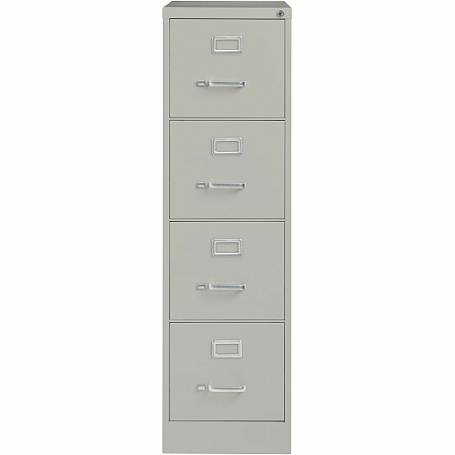 Lorell Fortress Series 25" Commercial-Grade Vertical File Cabinet 15" Width x 25" Depth x 52" Height - 4 x Drawer(s) for File - Letter - Vertical - Security Lock, Ball-bearing Suspension, Heavy Duty - Light Gray - Steel - Recycled (LLR60651)