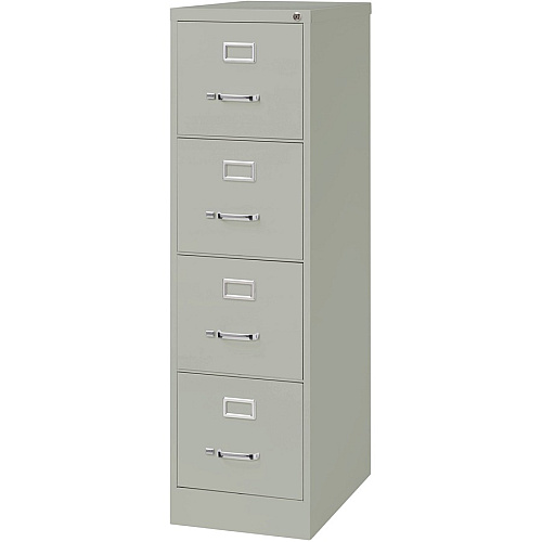Lorell Fortress Series 25" Commercial-Grade Vertical File Cabinet 15" Width x 25" Depth x 52" Height - 4 x Drawer(s) for File - Letter - Vertical - Security Lock, Ball-bearing Suspension, Heavy Duty - Light Gray - Steel - Recycled (LLR60651)