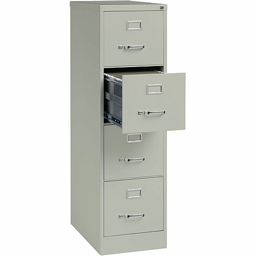 Lorell Fortress Series 25" Commercial-Grade Vertical File Cabinet 15" Width x 25" Depth x 52" Height - 4 x Drawer(s) for File - Letter - Vertical - Security Lock, Ball-bearing Suspension, Heavy Duty - Light Gray - Steel - Recycled (LLR60651)