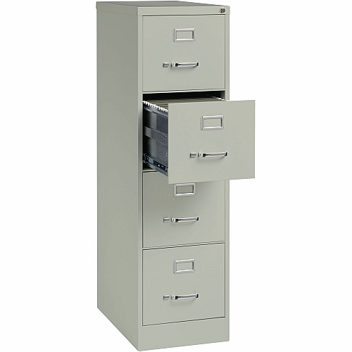 Lorell Fortress Series 25" Commercial-Grade Vertical File Cabinet 15" Width x 25" Depth x 52" Height - 4 x Drawer(s) for File - Letter - Vertical - Security Lock, Ball-bearing Suspension, Heavy Duty - Light Gray - Steel - Recycled (LLR60651)