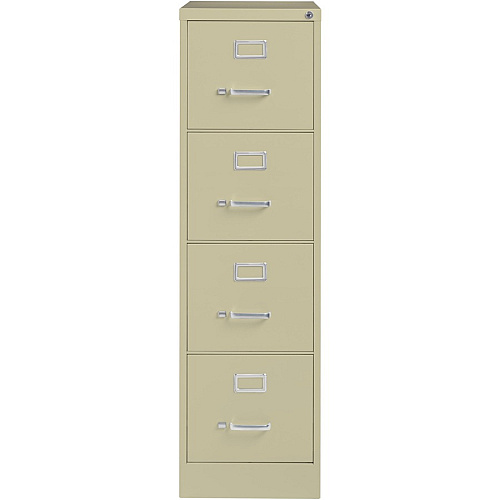Lorell Fortress Series 25" Commercial-Grade Vertical File Cabinet 15" Width x 25" Depth x 52" Height - 4 x Drawer(s) for File - Letter - Vertical - Security Lock, Ball-bearing Suspension, Heavy Duty - Putty - Steel - Recycled (LLR60652)