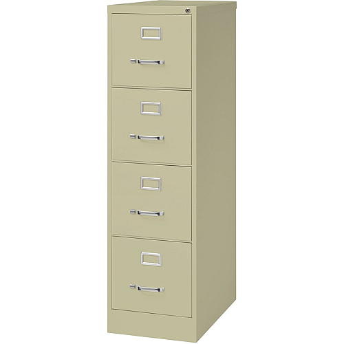 Lorell Fortress Series 25" Commercial-Grade Vertical File Cabinet 15" Width x 25" Depth x 52" Height - 4 x Drawer(s) for File - Letter - Vertical - Security Lock, Ball-bearing Suspension, Heavy Duty - Putty - Steel - Recycled (LLR60652)