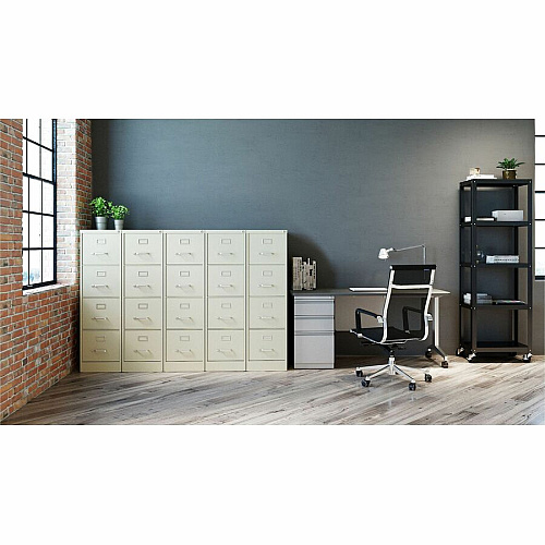 Lorell Fortress Series 25" Commercial-Grade Vertical File Cabinet 15" Width x 25" Depth x 52" Height - 4 x Drawer(s) for File - Letter - Vertical - Security Lock, Ball-bearing Suspension, Heavy Duty - Putty - Steel - Recycled (LLR60652)