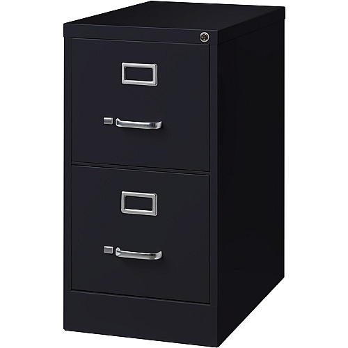 Lorell Fortress Series 25" Commercial-Grade Vertical File Cabinet 15" Width x 25" Depth x 28.4" Height - 2 x Drawer(s) for File - Letter - Vertical - Security Lock, Ball-bearing Suspension, Heavy Duty - Black - Steel - Recycled (LLR60653)