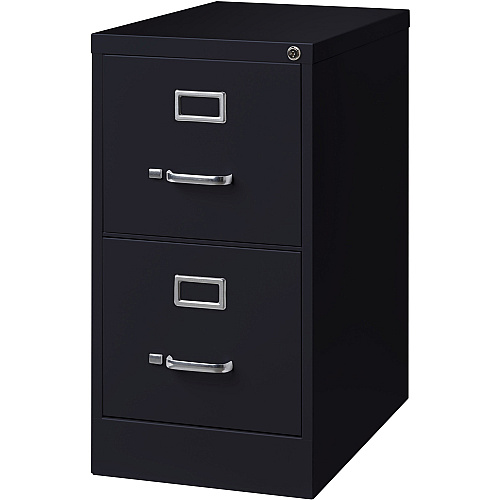 Lorell Fortress Series 25" Commercial-Grade Vertical File Cabinet 15" Width x 25" Depth x 28.4" Height - 2 x Drawer(s) for File - Letter - Vertical - Security Lock, Ball-bearing Suspension, Heavy Duty - Black - Steel - Recycled (LLR60653)
