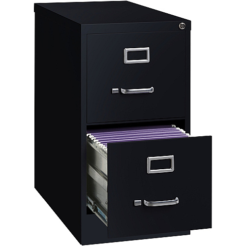 Lorell Fortress Series 25" Commercial-Grade Vertical File Cabinet 15" Width x 25" Depth x 28.4" Height - 2 x Drawer(s) for File - Letter - Vertical - Security Lock, Ball-bearing Suspension, Heavy Duty - Black - Steel - Recycled (LLR60653)