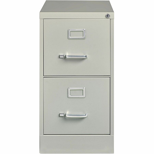 Lorell Fortress Series 25" Commercial-Grade Vertical File Cabinet 15" Width x 25" Depth x 28.4" Height - 2 x Drawer(s) for File - Letter - Vertical - Security Lock, Ball-bearing Suspension, Heavy Duty - Light Gray - Steel - Recycled (LLR60654)