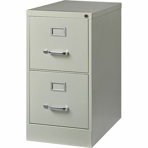 Lorell Fortress Series 25" Commercial-Grade Vertical File Cabinet 15" Width x 25" Depth x 28.4" Height - 2 x Drawer(s) for File - Letter - Vertical - Security Lock, Ball-bearing Suspension, Heavy Duty - Light Gray - Steel - Recycled (LLR60654)
