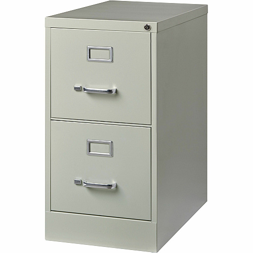 Lorell Fortress Series 25" Commercial-Grade Vertical File Cabinet 15" Width x 25" Depth x 28.4" Height - 2 x Drawer(s) for File - Letter - Vertical - Security Lock, Ball-bearing Suspension, Heavy Duty - Light Gray - Steel - Recycled (LLR60654)