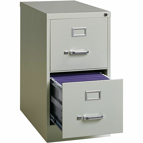 Lorell Fortress Series 25" Commercial-Grade Vertical File Cabinet 15" Width x 25" Depth x 28.4" Height - 2 x Drawer(s) for File - Letter - Vertical - Security Lock, Ball-bearing Suspension, Heavy Duty - Light Gray - Steel - Recycled (LLR60654)