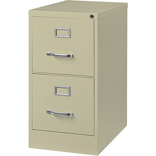Lorell Fortress Series 25" Commercial-Grade Vertical File Cabinet 15" Width x 25" Depth x 28.4" Height - 2 x Drawer(s) for File - Letter - Vertical - Security Lock, Ball-bearing Suspension, Heavy Duty - Putty - Steel - Recycled (LLR60655)