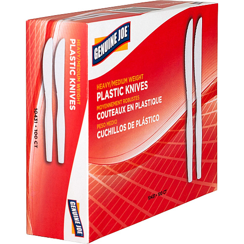 Genuine Joe Heavyweight Disposable Knives Disposable - White - 100 / Box (GJO10431)