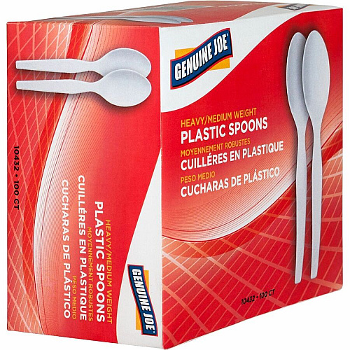 Genuine Joe Heavyweight Disposable Spoons Disposable - White - 100 / Box (GJO10432)
