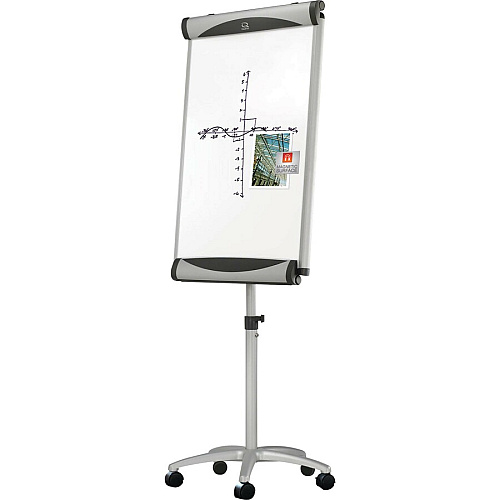 Quartet Euro Premium Mobile Magnetic Easel 27" (2.2 ft) Width x 41" (3.4 ft) Height - White Porcelain Surface - Silver Aluminum Frame - Magnetic - 1 Each (EU2000TE)