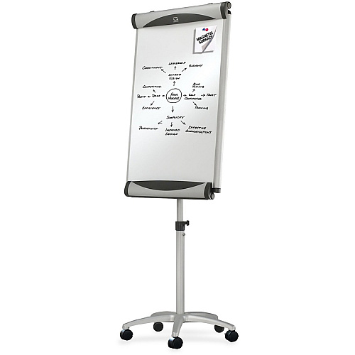 Quartet Euro Premium Mobile Magnetic Easel 27" (2.2 ft) Width x 41" (3.4 ft) Height - White Porcelain Surface - Silver Aluminum Frame - Magnetic - 1 Each (EU2000TE)