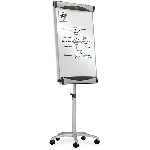 Quartet Euro Premium Mobile Magnetic Easel 27" (2.2 ft) Width x 41" (3.4 ft) Height - White Porcelain Surface - Silver Aluminum Frame - Magnetic - 1 Each (EU2000TE)