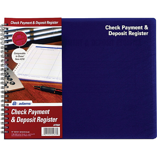 Adams Check Payment & Deposit Register 96 Sheet(s) - 11" x 8.50" Sheet Size - White Sheet(s) - 1 Each (AFR60)