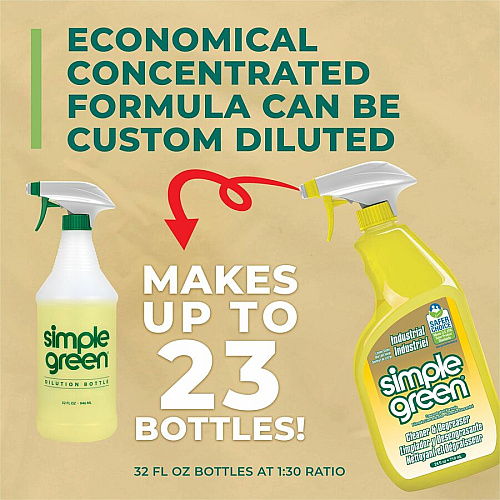 Simple Green Industrial Cleaner/Degreaser For Washable Surface - Concentrate - 24 fl oz (0.8 quart) - Lemon Scent - Recommended For: Coffee Remover, Lipstick Remover, Ink Remover, Grease Remover - Non-toxic - Lemon - 1 Each (14002)
