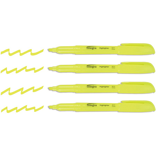 Integra Pen Style Fluorescent Highlighters Chisel Marker Point - Yellow Ink - 1 Dozen (36181)