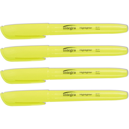 Integra Pen Style Fluorescent Highlighters Chisel Marker Point - Yellow Ink - 1 Dozen (36181)