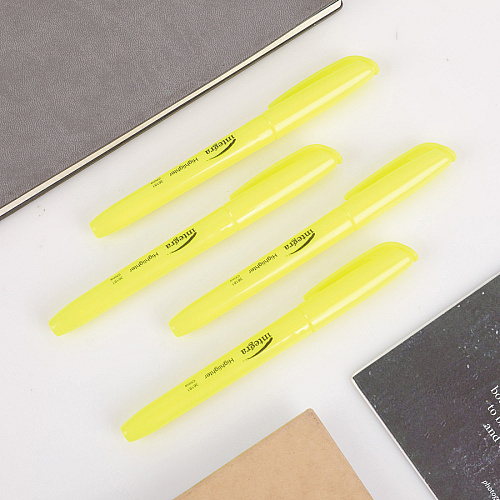 Integra Pen Style Fluorescent Highlighters Chisel Marker Point - Yellow Ink - 1 Dozen (36181)