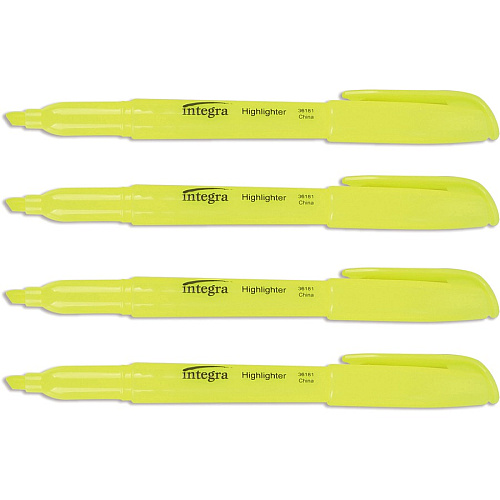 Integra Pen Style Fluorescent Highlighters Chisel Marker Point - Yellow Ink - 1 Dozen (36181)