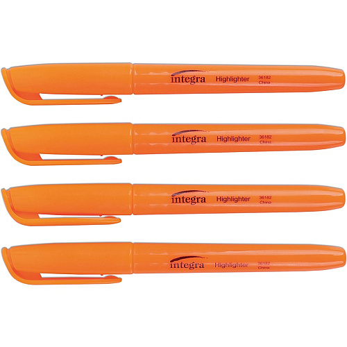 Integra Pen Style Fluorescent Highlighters Chisel Marker Point - Fluorescent Orange Ink - 1 Dozen (36182)