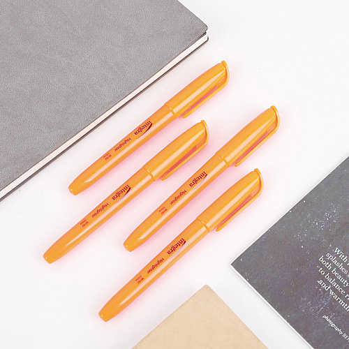 Integra Pen Style Fluorescent Highlighters Chisel Marker Point - Fluorescent Orange Ink - 1 Dozen (36182)