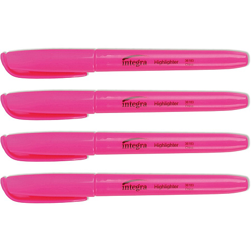 Integra Pen Style Fluorescent Highlighters Chisel Marker Point - Fluorescent Pink Ink - 1 Dozen (36183)