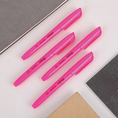 Integra Pen Style Fluorescent Highlighters Chisel Marker Point - Fluorescent Pink Ink - 1 Dozen (36183)