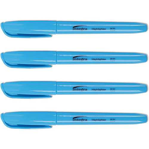 Integra Pen Style Fluorescent Highlighters Chisel Marker Point - Fluorescent Blue Ink - 1 Dozen (36184)