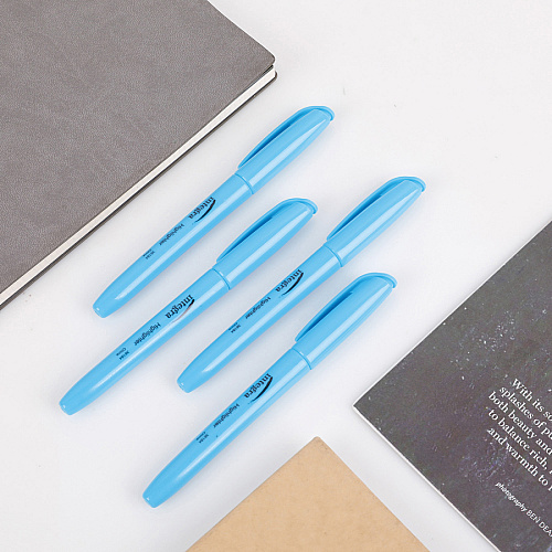 Integra Pen Style Fluorescent Highlighters Chisel Marker Point - Fluorescent Blue Ink - 1 Dozen (36184)