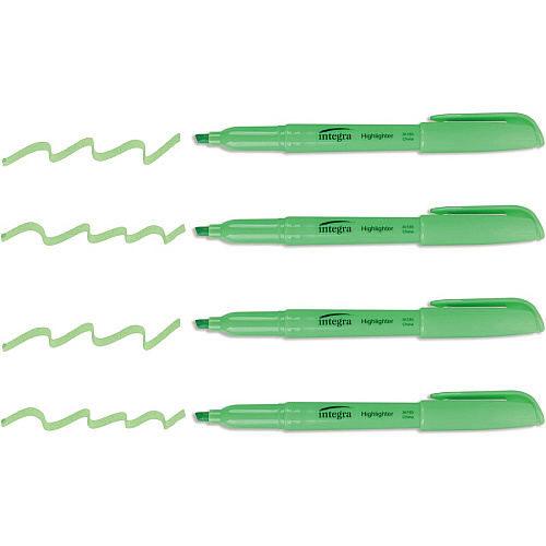 Integra Pen Style Fluorescent Highlighters Chisel Marker Point - Green Ink - 1 Dozen (36185)