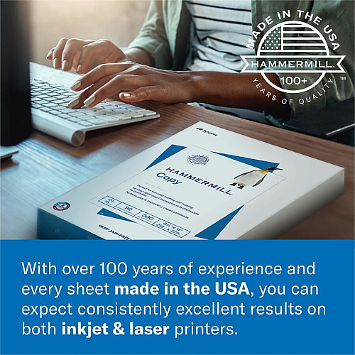 Hammermill Laser Print Paper 98 Brightness - Legal - 8 1/2" x 11" - 24 lb Basis Weight - Ultra Smooth - Jam-free - White - 500 Sheets - 500 Sheets per Ream - 10 / Carton (104604CT)