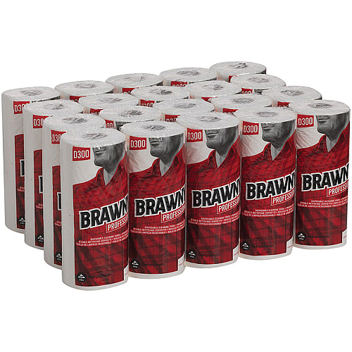 Brawny&reg; Professional D300 Disposable Cleaning Towels 11" Width x 9.30" Length - 84 Sheets/Roll - White - Paper - 20 / Carton (20085)