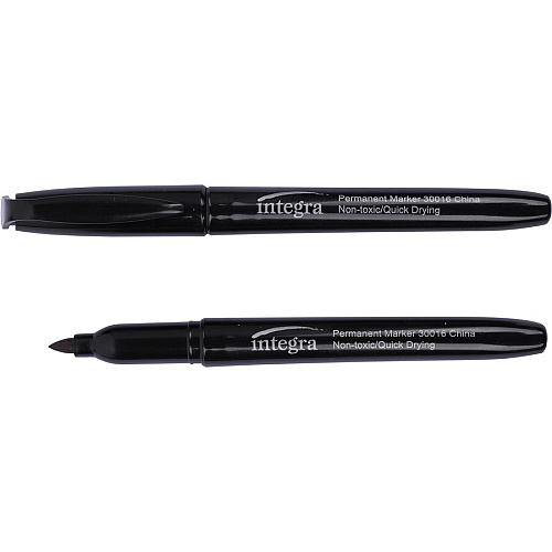 Integra Permanent Fine Point Markers Fine Marker Point - Black Ink - 1 Dozen (30016)
