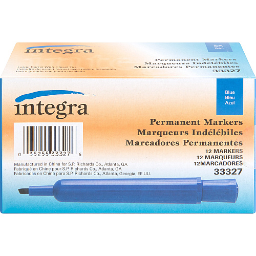 Integra Permanent Chisel Markers Chisel Marker Point - Blue Ink - 1 Dozen (33327)