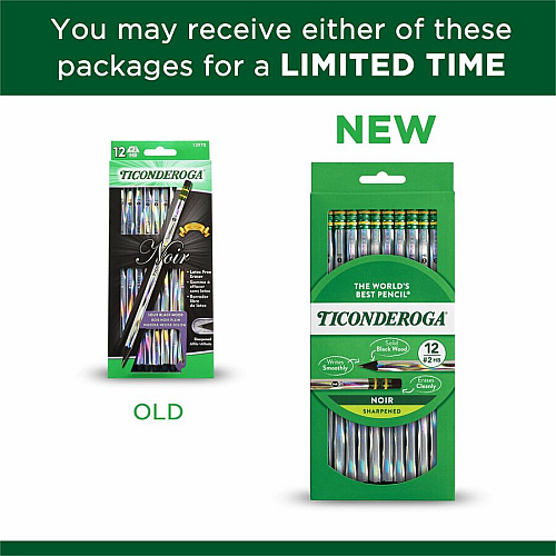 Ticonderoga Noir Pre-Sharpened No. 2 Pencils Black Lead - #2 - 1 Dozen (13970)
