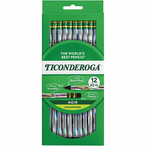 Ticonderoga Noir Pre-Sharpened No. 2 Pencils Black Lead - #2 - 1 Dozen (13970)