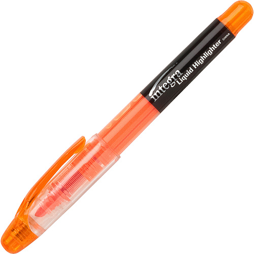 Integra Liquid Highlighters Chisel Marker Point - Fluorescent Orange Ink - 1 Dozen (33313)