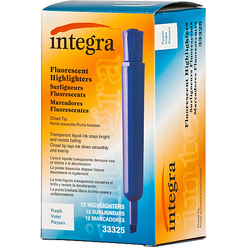 Integra Chisel Desk Liquid Highlighters Chisel Marker Point - Purple Ink - 1 Dozen (33325)