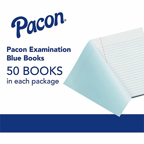 Pacon Blue Book Examination Book 8 Sheets - 0.38" Ruled - Red Margin - 7" x 8 1/2" Sheet Size - White Paper - Blue Cover - Bond Paper - Recycled - 1000 / Carton (BB7816)