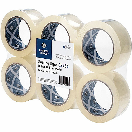 Business Source Heavy-duty Packaging Tape 54.67 yd Length x 1.88" Width - 3" Core - Clear - Pressure-sensitive Poly - 3.54 mil - Rubber Backing - Tear Resistant, Split Resistant, Breakage Resistance - For Packing, Sealing - 6 / Pack (BSN32956)