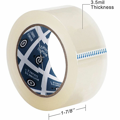 Business Source Heavy-duty Packaging Tape 54.67 yd Length x 1.88" Width - 3" Core - Clear - Pressure-sensitive Poly - 3.54 mil - Rubber Backing - Tear Resistant, Split Resistant, Breakage Resistance - For Packing, Sealing - 6 / Pack (BSN32956)
