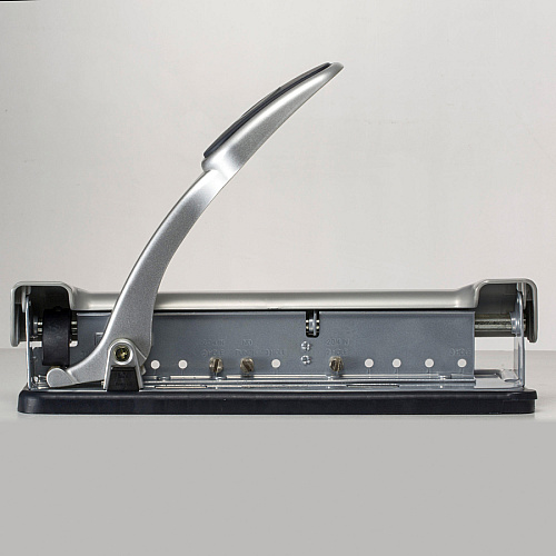 Officemate EZ Lever Adjustable 2-3 Hole Punch 3 Punch Head(s) - 15 Sheet of 20lb Paper - 9/32" Punch Size - Silver (90050)