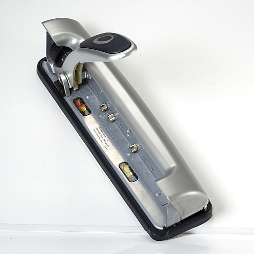 Officemate EZ Lever Adjustable 2-3 Hole Punch 3 Punch Head(s) - 15 Sheet of 20lb Paper - 9/32" Punch Size - Silver (90050)