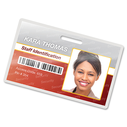 Fellowes Punched ID Card Glossy Thermal Laminating Pouches Laminating Pouch/Sheet Size: 3.88" Width x 5 mil Thickness - Glossy - for Document, ID Badge, ID Card - Durable, Pre-punched - Clear - 100 / Pack (52016)