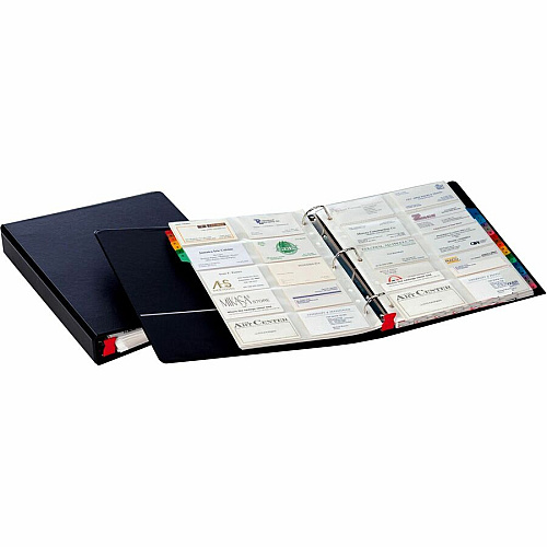 Cardinal EasyOpen Card File Binder 400 Capacity - 8.50" Width x 11" Length - 3-ring Binding - Refillable - Black Vinyl Cover (65320)